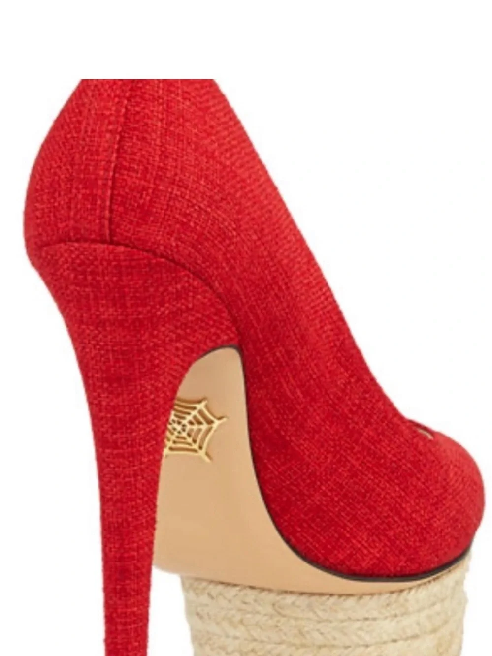 NIB Charlotte Olympia Dolores 150mm- Red Woven Pump 6.5